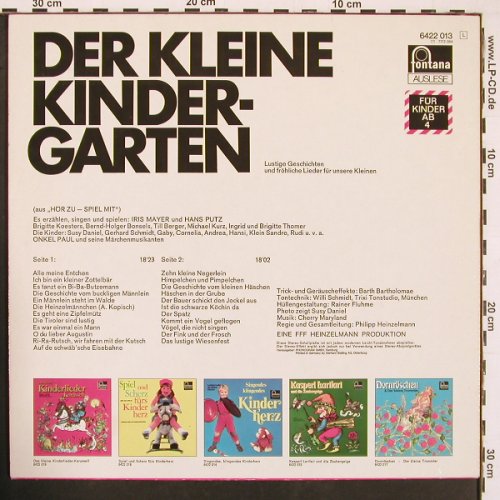 Der kleine Kindergarten: Lustige Geschichten für un.Kleinen, Fontana Auslese (6422 013), D, Ab 4, 1974 Typ: LP Best.-Nr.: V6315 Preis: 5,00 Euro.