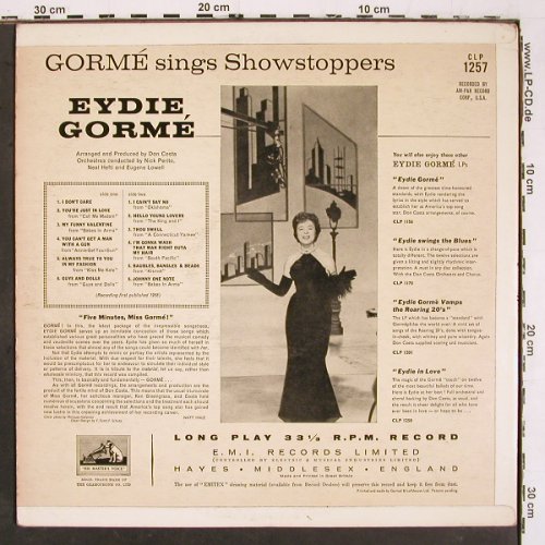 Gorme,Eydie: Sings Showstoppers,arr.Don Costa, HMV (CLP 1257), UK, m-/m- Typ: LP Best.-Nr.: V6425 Preis: 9,00 Euro.