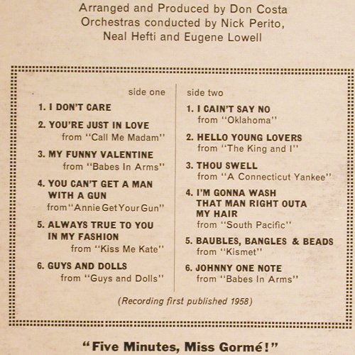 Gorme,Eydie: Sings Showstoppers,arr.Don Costa, HMV (CLP 1257), UK, m-/m- Typ: LP Best.-Nr.: V6425 Preis: 9,00 Euro.