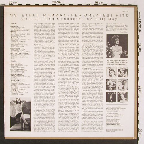 Merman,Ethel: Her Greatest Hits, Stanyan Records (SR 10070), US, 1973 Typ: LP Best.-Nr.: V6469 Preis: 9,00 Euro.