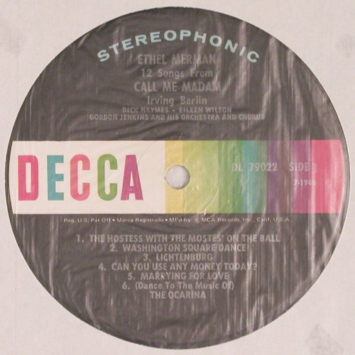 Merman,Ethel: 12 Songs from Call Me Madam, Decca (DL 79022), US, 1971 Typ: LP Best.-Nr.: V6470 Preis: 9,00 Euro.