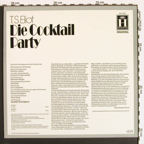 Die Cocktail Party - T.S.Eliot: Gr&uuml;ndgens, Flickenschild..'65, Heliodor(2571 023), D, Ri,  - LP - V7277 - 9,00 Euro