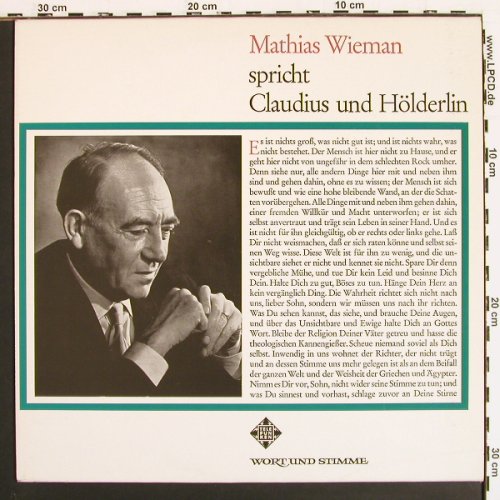 Wieman,Mathias: spricht Claudius & H&ouml;lderlin (1955), Telefunken(6.41001 AS), D,  - LP - V7278 - 9,00 Euro