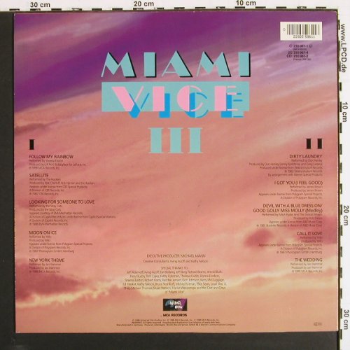Miami Vice III: Sheena Easton...Jan Hammer, MCA(255 961-1), D, 10 Tr., 1988 - LP - V7309 - 7,50 Euro