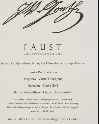 Faust - Goethe: Der Trag&ouml;die Erster Teil, Gr&uuml;ndgens, D.G. Tulip Ring Label (43021&sol;3), D,Box,Mono Typ: 3LP Best.-Nr.: V7360 Preis: 15,00 Euro.