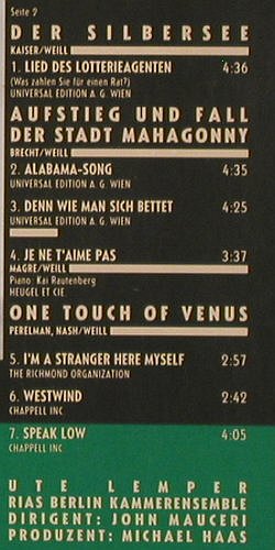 Lemper,Ute: singt Kurt Weill, m-/vg+, Rias(820 760-1), D, 1988 - LP - V7449 - 5,00 Euro