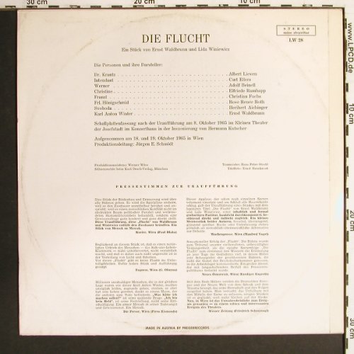 Die Flucht: von Ernst Waldbrunn,Lida Winiewicz, Lebendiges Wort(LW 28), A, m~~/m-, 1965 - LP - V7454 - 7,50 Euro
