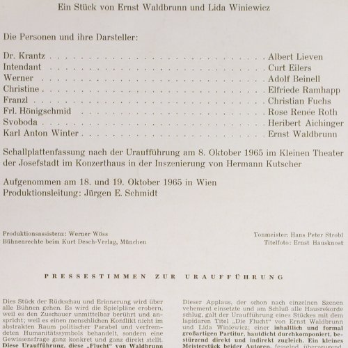 Die Flucht: von Ernst Waldbrunn,Lida Winiewicz, Lebendiges Wort(LW 28), A, m~~/m-, 1965 - LP - V7454 - 7,50 Euro