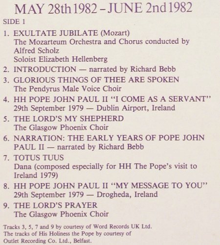 Pope John Paul 2: Historic visit to England, Foc, Event Rec(EV 001), UK, 1982 - LP - V7484 - 6,00 Euro