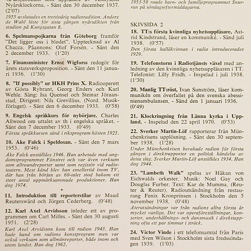 V.A.Återklang-Svenks Radio 1925-74: H&ouml;rt Lekt och L&auml;rt 1, Foc, SR Records (RELP 21216), S, 1974 Typ: 2LP Best.-Nr.: V8042 Preis: 9,00 Euro.