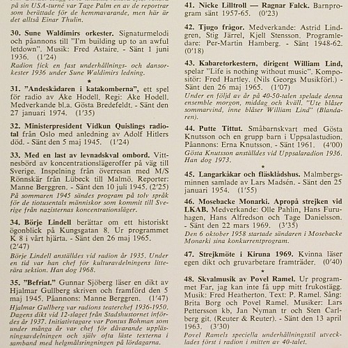 V.A.Återklang-Svenks Radio 1925-74: H&ouml;rt Lekt och L&auml;rt 1, Foc, SR Records (RELP 21216), S, 1974 Typ: 2LP Best.-Nr.: V8042 Preis: 9,00 Euro.