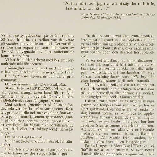 V.A.Återklang-Svenks Radio 1925-74: H&ouml;rt Lekt och L&auml;rt 1, Foc, SR Records (RELP 21216), S, 1974 Typ: 2LP Best.-Nr.: V8042 Preis: 9,00 Euro.