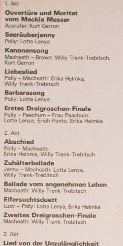 Brecht,Bertolt&sol;Kurt Weill: 1930, Ausz&uuml;ge, Dokumentar Aufn., Eterna (820 440), DDR, 1977 Typ: LP Best.-Nr.: Y355 Preis: 7,50 Euro.