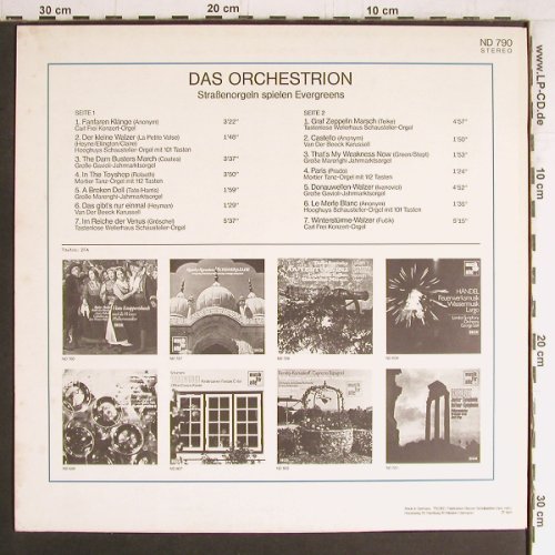 V.A.Orchestrion, Das: Stra&szlig;enorgeln spielen Evergreens, Decca (ND 790), D, 1971 Typ: LP Best.-Nr.: Y3917 Preis: 7,50 Euro.