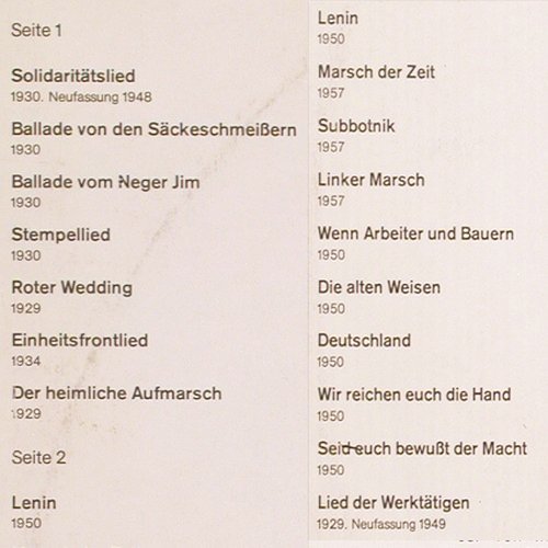 Eisler,Hanns: Lieder mit Ernst Busch, m /vg+, Nova(8 85 004), DDR, 1974 - LP - Y6916 - 6,00 Euro
