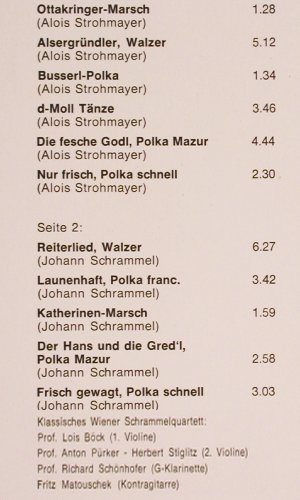 Klassisches Wiener Schrammelquartet: Wüst a Piksiass Hölzl Hean ?, Vienna Disc (E 88 296), A Typ: LP Best.-Nr.: V2441 Preis: 9,00 Euro