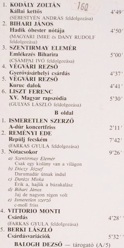 Budapest Gipsy Orchestra: Same, Laszlo Berki, Hungaroton (SLPD 10233), H, 1989 Typ: LP Best.-Nr.: V2493 Preis: 7,50 Euro
