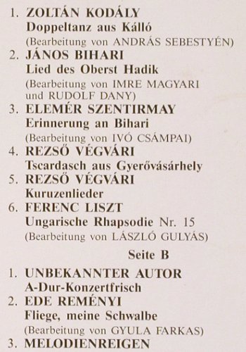 Budapest Gipsy Orchestra: Same, Laszlo Berki, Hungaroton (SLPD 10233), H, 1989 Typ: LP Best.-Nr.: V2493 Preis: 7,50 Euro
