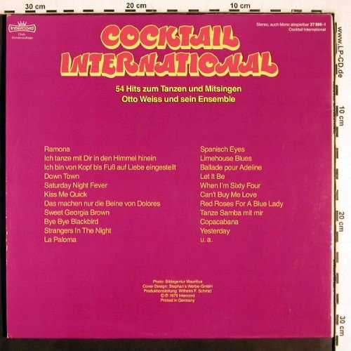 Weiss,Otto und sein Ensemble: Cocktail International,54-Hits..Foc, Intercord (27 886-1), D, DSC, 1979 Typ: 2LP Best.-Nr.: V2498 Preis: 7,50 Euro