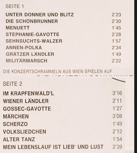 Konzertschrammeln aus Wien: Weana Musi, FASS (1481 WY), D Typ: LP Best.-Nr.: V2503 Preis: 5,00 Euro