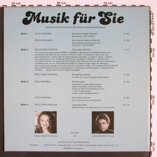 Musikkorps d.Bayerischen: Bereitschaftspolizei, Musik für Sie, Wolfram Tichy (EU-BL 11 80), D, Foc Typ: 2LP Best.-Nr.: V2580 Preis: 7,50 Euro