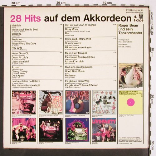 Bean,Roger und sein Tanzorchester: 28 Hits auf Akkordeon Nr.4, Philips (844 354 PY), D, 1968 Typ: LP Best.-Nr.: V2704 Preis: 6,00 Euro