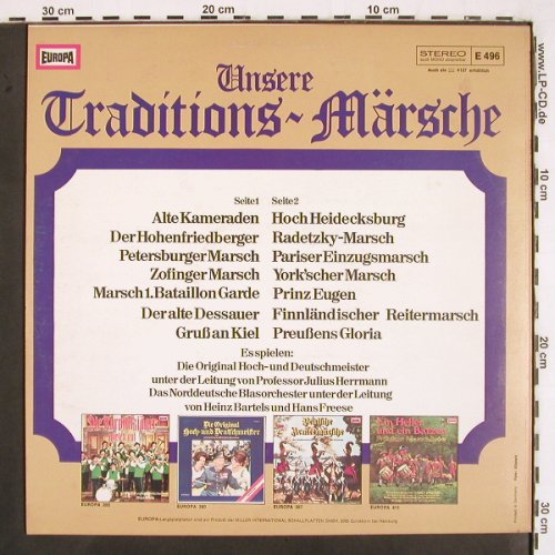 V.A.Unsere Traditions-Märsche: Prof.J.Herrmann, Europa (E 496), D, 1973 Typ: LP Best.-Nr.: V2907 Preis: 7,50 Euro