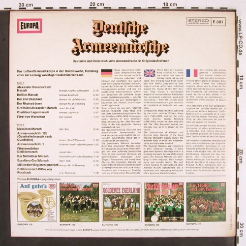 Luftwaffenmusikkorps 4 Hamburg: Deutsche Armeemärsche, Europa (E 387), D Typ: LP Best.-Nr.: V2908 Preis: 6,00 Euro