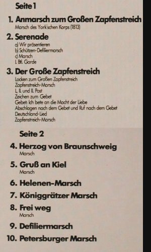 Garde-Musikkorps "Lange Kerls": Der große Zapfenstreich mit Locke, Decca (6.21606 AF), D, Ri,1967 Typ: LP Best.-Nr.: V2909 Preis: 6,00 Euro