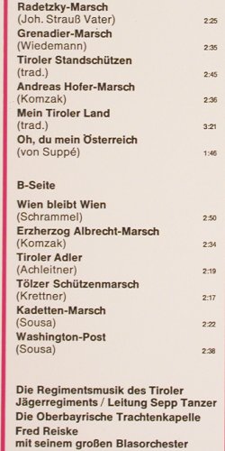 V.A.Platz-Konzert: Tiroler Jägerregiment.. Fred Reiske, Maritim (47 012), D Typ: LP Best.-Nr.: V2947 Preis: 6,00 Euro