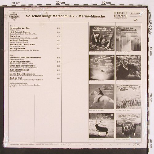 V.A.So schön klingt Marschmusik: Marine Märsche, FS-New sealed, Heimat-Melodie (CL 29684), D, 1979 Typ: LP Best.-Nr.: V2948 Preis: 9,00 Euro