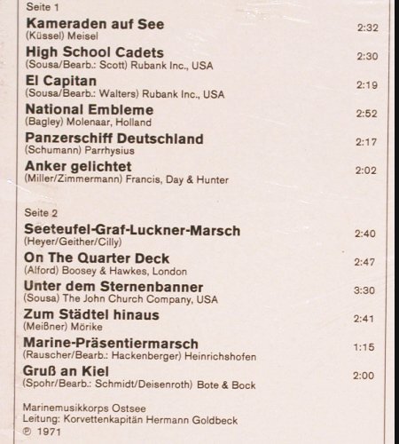 V.A.So schön klingt Marschmusik: Marine Märsche, FS-New sealed, Heimat-Melodie (CL 29684), D, 1979 Typ: LP Best.-Nr.: V2948 Preis: 9,00 Euro