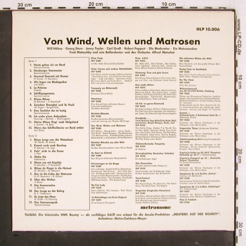 V.A.Von Wind, Wellen und Matrosen: Will Höhne... Orch.Alfred Matschat, Metronome (HLP 10.006), D Typ: LP Best.-Nr.: V3861 Preis: 9,00 Euro