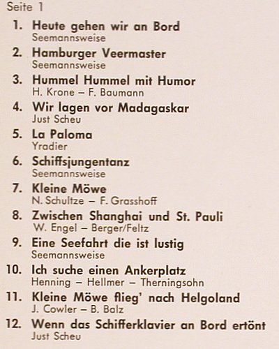 V.A.Von Wind, Wellen und Matrosen: Will Höhne... Orch.Alfred Matschat, Metronome (HLP 10.006), D Typ: LP Best.-Nr.: V3861 Preis: 9,00 Euro
