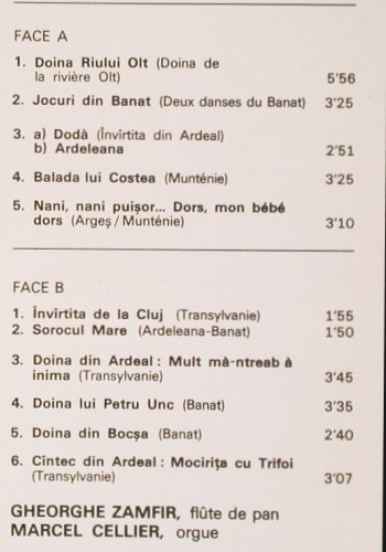 Zamfir,Gheorghe & Marcel Cellier: Flute De Pan Et Orgue, Disques Cellier (003), CH, 1983 Typ: LP Best.-Nr.: V3882 Preis: 7,50 Euro