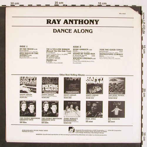 Anthony,Ray: Dance Along, Sunnyvale Records (SVL-1018), US, CO, 1978 Typ: LP Best.-Nr.: V4596 Preis: 7,50 Euro
