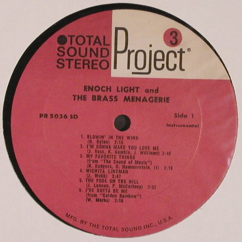 Light,Enoch  and the Brass Menageri: Same, Foc, vg+/m-, Project 3 (PR 5036 SD), US, 1969 Typ: LP Best.-Nr.: V4699 Preis: 7,50 Euro