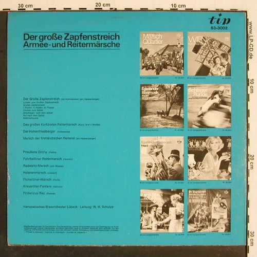 Hanseatisches Blasorchester Lübeck: Der gr. Zapfenstreich,Armee-Reit.M., Tip vg+/m- (63-3002), D, Mono Typ: LP Best.-Nr.: V5167 Preis: 5,00 Euro
