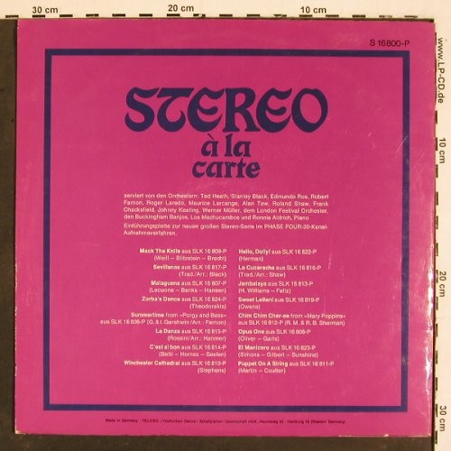 V.A.Stereo a' la carte: Phase 4 Stereo 20-Kanal-Aufnahme, Decca (S 16800-P), D, 1968 Typ: LP Best.-Nr.: V5261 Preis: 6,00 Euro