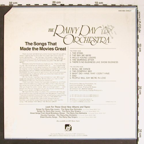 Rainy Day Orchestra: The Songs That Made t. Movies Great, Sunnyvale Rec. (9330-1006), US, CO, 1977 Typ: LP Best.-Nr.: V5579 Preis: 6,00 Euro
