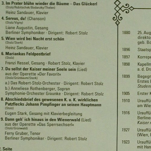 Stolz,Robert und sein Jahrhundert: von und mit Marcel Prawy, Foc, Marcato (38 392 7), D,Booklet, 1979 Typ: 2LP Best.-Nr.: V5755 Preis: 9,00 Euro