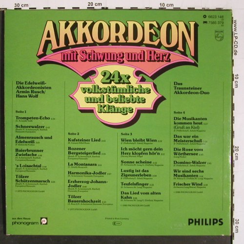 Edelweiß Akk./Traunsteiner Akk-Duo: Akkordeon mit Schwung u.Herz,instr., Philips(6623 146), D, Foc, 1980 - 2LP - V5976 - 5,00 Euro