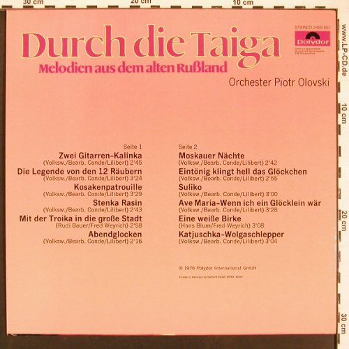 Olovski Orchester,Piotr: Durch die Taiga, Polydor(2459 051), D, 1976 - LP - V6062 - 7,50 Euro