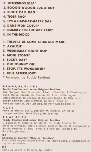 Stauffer's Orig.Teddies,Teddy: Orig.Rec.Made 1940/41, Billy Toffel, Swiss Jazz(SJLP-6306), CH, m-/vg+,  - LP - V6148 - 5,00 Euro