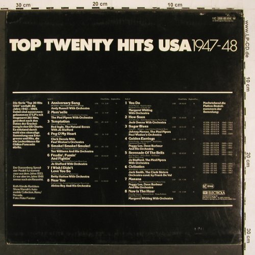 V.A.Top Twenty Hits USA 1947-48: Andy Russell Margaret Whiting wOrch, Capitol (056-85 614), D, 16Tr., 1978 Typ: LP Best.-Nr.: V6449 Preis: 6,00 Euro