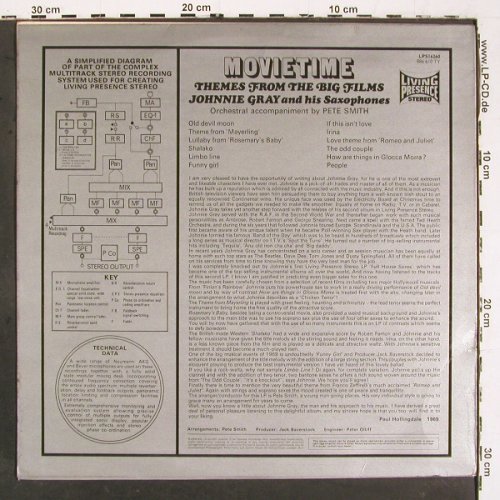 Gray,Johnnie  & his Saxophones: Movietime, Orch.acccomp. Pete Smith, Fontana (LPS 16260), UK, 1969 Typ: LP Best.-Nr.: V6508 Preis: 9,00 Euro.