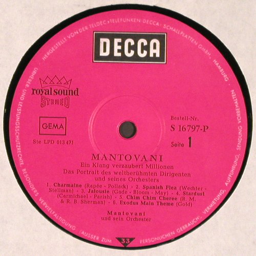 Mantovani: Ein Klang verzaubert Millionen, Foc, Decca(S 16 797-P), D,  - LP - V6578 - 5,00 Euro