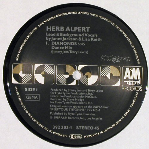 Alpert,Herb: Diamonds*2+1,b voc Janet Jackson..., AM(392 232-1), D, 1987 - 12inch - V7018 - 3,00 Euro