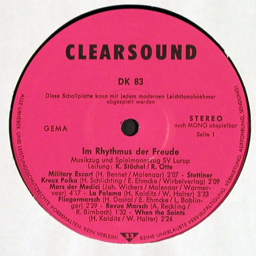 SV Lurup 23 - Spielmannszug: In Rhythmus der Freude, Hamburg, Clearsound(DK 83), D,  - LP - V741 - 5,00 Euro