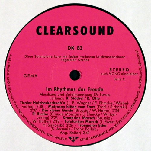 SV Lurup 23 - Spielmannszug: In Rhythmus der Freude, Hamburg, Clearsound(DK 83), D,  - LP - V741 - 5,00 Euro